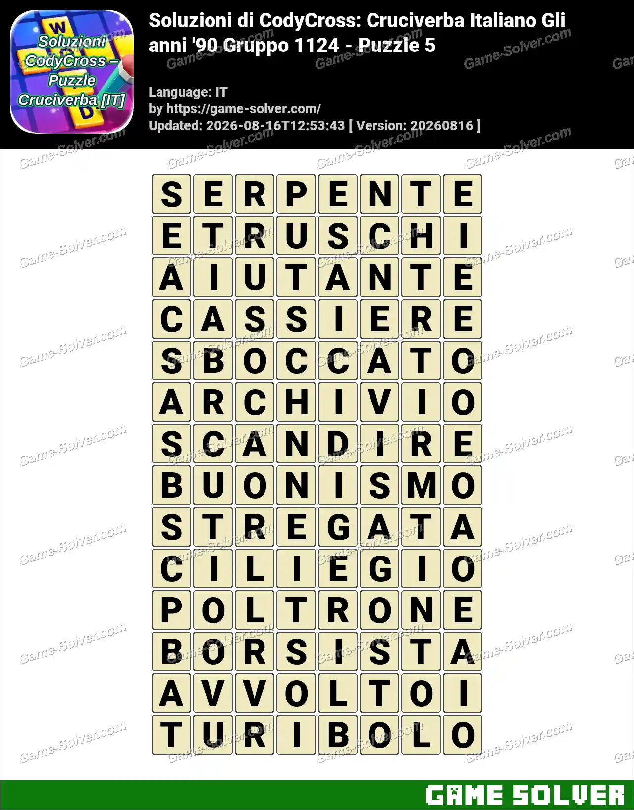 Soluzioni di CodyCross: Cruciverba Italiano Gli anni ’90 Gruppo 1124 – Puzzle 5